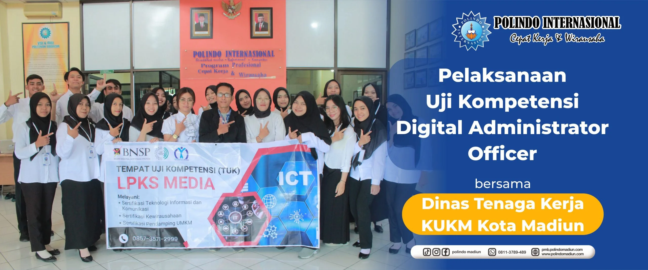 Uji Kompetensi Digital Administrator Officer Tahan II A di Polindo Madiun, peserta mengikuti tes praktik.